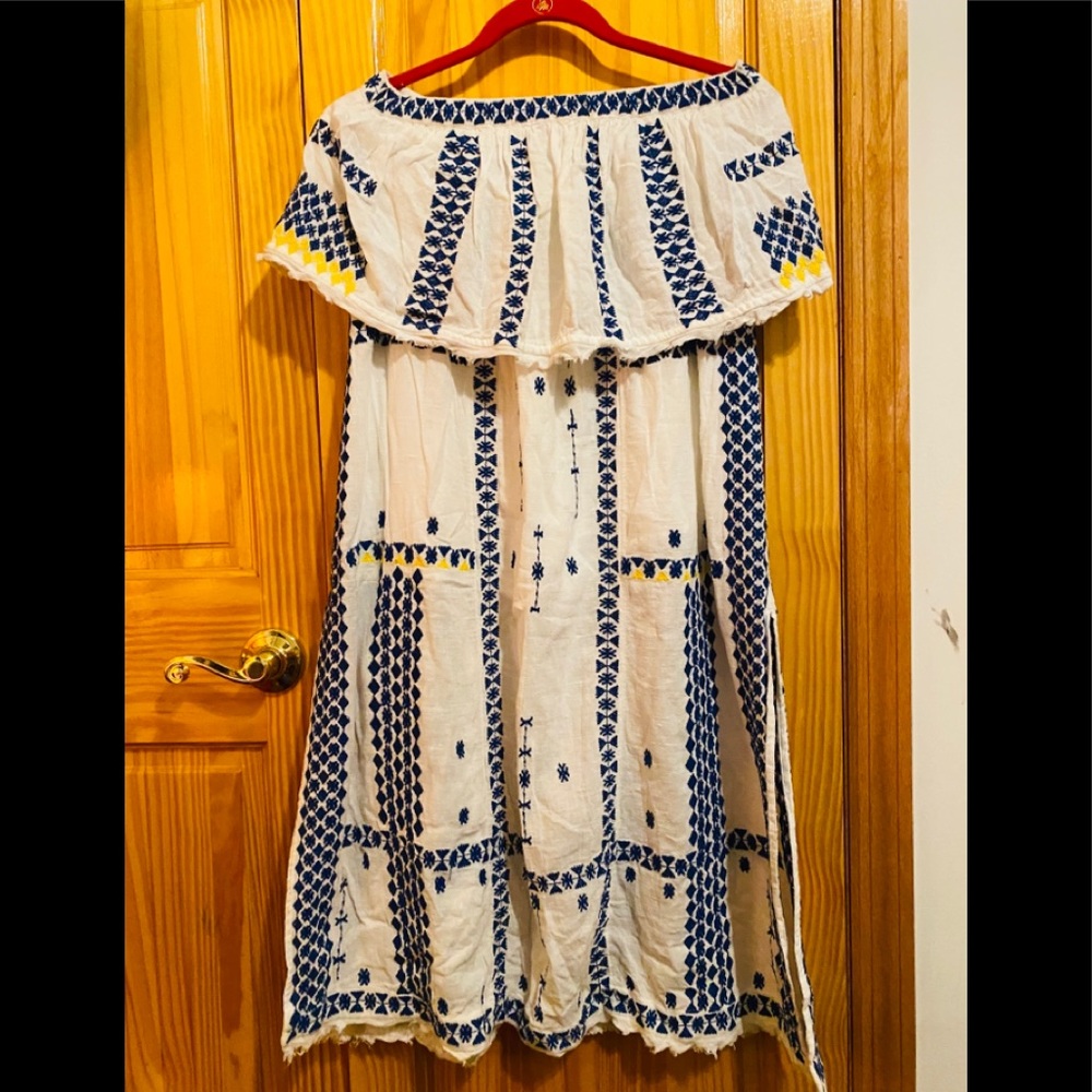 Free People embroidered strapless dress